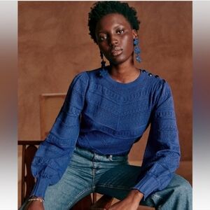 Sezane Soline Jumper, Indigo/Blue, XXS